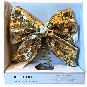 Bella Lux GOLD BOW Tree Topper New with Box